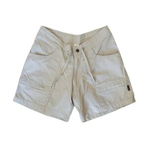 NEW Prana Breathe Hiking Shorts Beige Cotton Zippered Hip Pockets